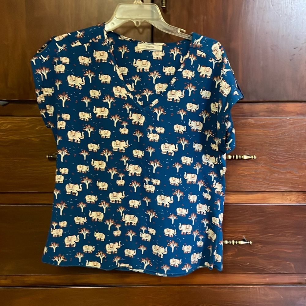 Short sleeved poema print blouse